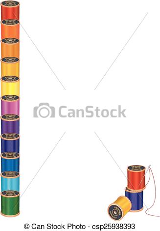 327x470 Sewing Needle, Threads Poster Frame. Spools Of Multicolor Eps