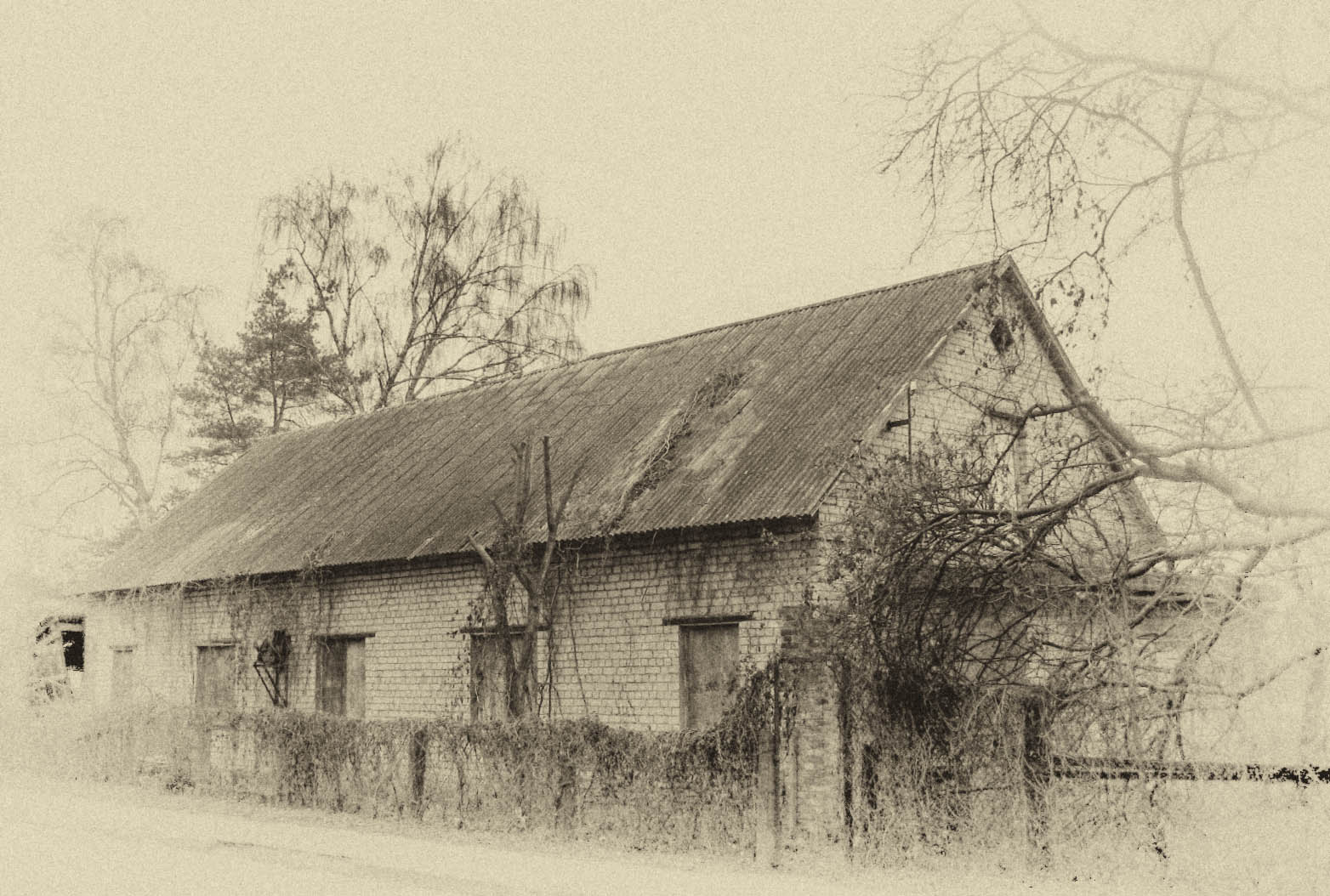 1564x1054 Wallpaper Drawing, Building, Winter, House, History, Town, Barn
