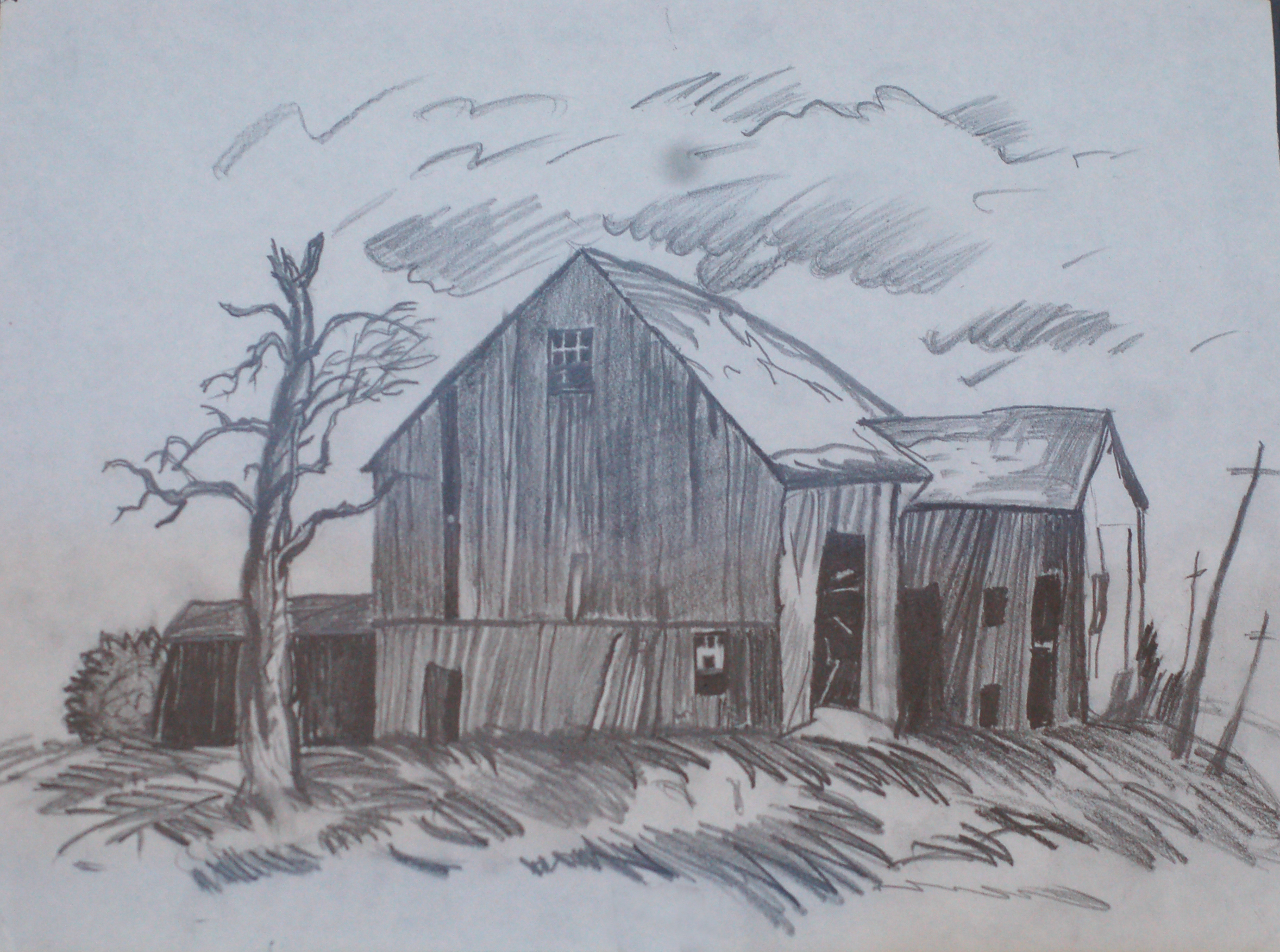 Pencil Shading Drawing Of Scenery