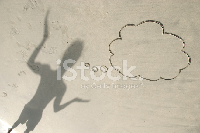 658x440 Shadow Man Thinking With Thought Bubble Standing In Sand Stock