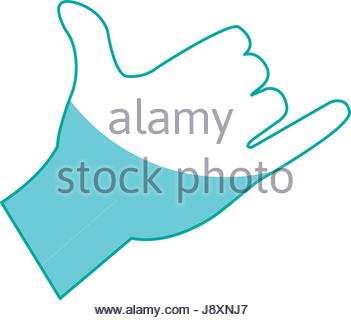 351x320 Drawing Hand Man Shaka Surfing Gesture Icon Stock Vector Art