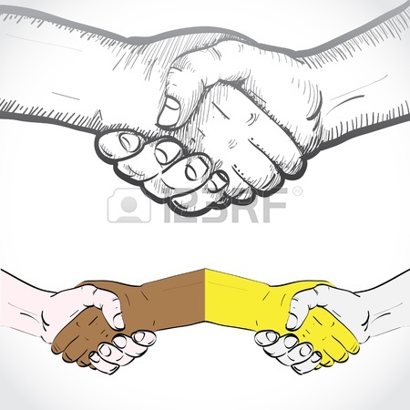 450x450 Sketch Of Two Shaking Hands Royalty Free Cliparts, Vectors,