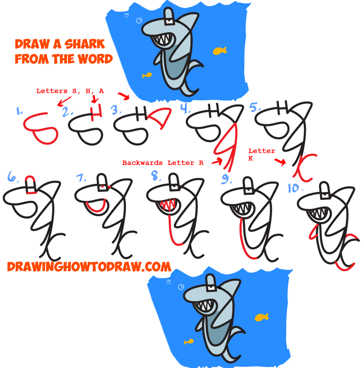 1165x1178 How To Draw A Cartoon Shark From The Word
