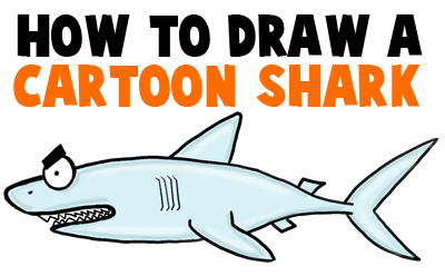 400x248 How To Draw A Cartoon Shark With Step By Step Drawing Tutorial
