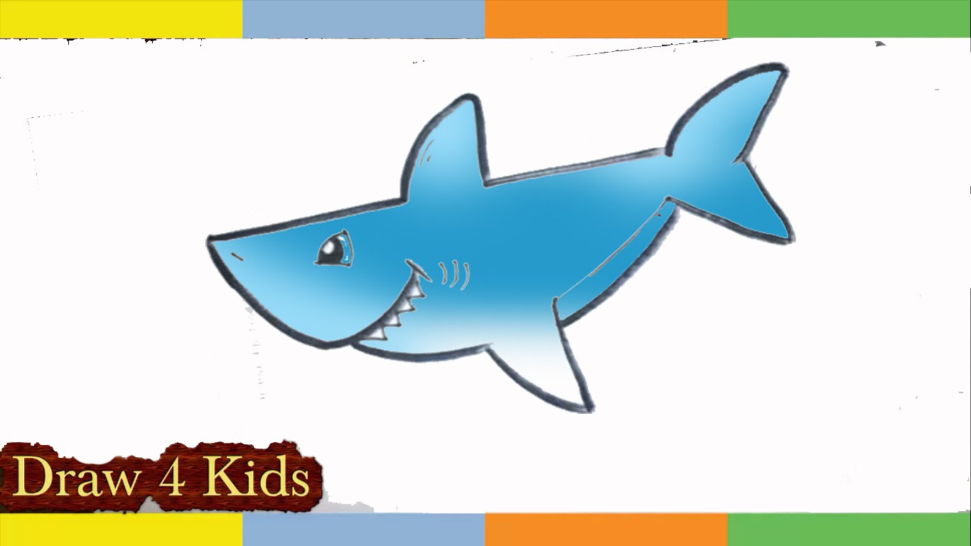 1366x768 How To Draw A Shark Step By Step For Kids Easy Lesson Cute Cartoon