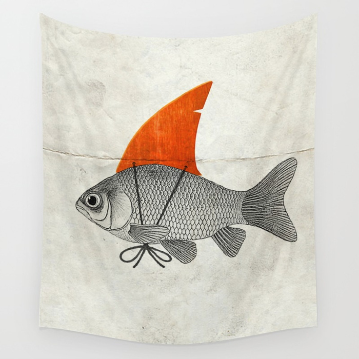700x700 Goldfish With A Shark Fin Wall Tapestry By Vincepezzaniti Society6