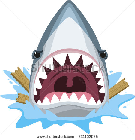 450x466 Shark Attack Jaw Teeth Mad Furious, Vector Illustration Cartoon