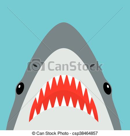 450x470 Shark With Open Mouth And Sharp Teeth. Vector Illustration
