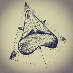 236x236 A Black And White Drawing Of A Fossil Shark Tooth. Prints