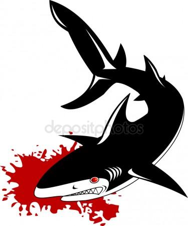 375x450 Graphic Drawing Ink Aggressive Shark With Open Mouth Stock