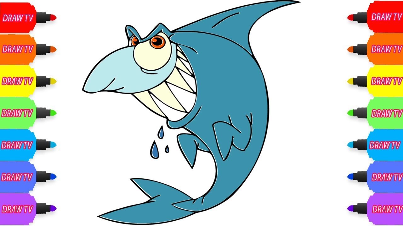 1280x720 How To Draw A Shark With Mouth Open Drawing For Kids Monster