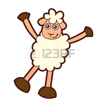 450x450 Cute Sheep Drawing Character Vector Illustration Design Stock
