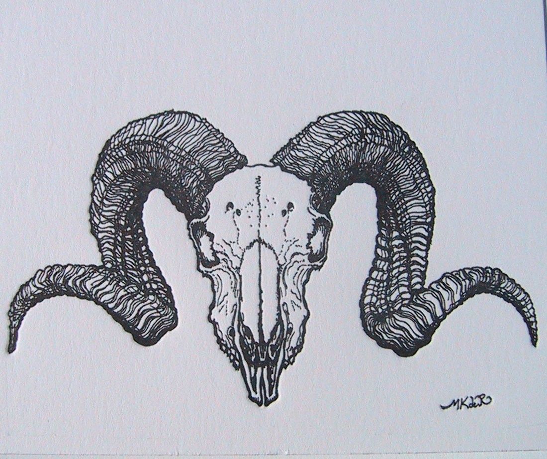 1100x922 Ram Skull Illustration Tattoo Back
