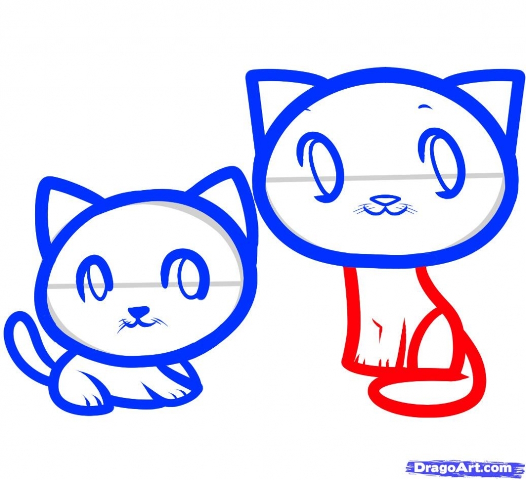 1024x936 Easy Drawings Of Cats Draw Cats For Kids Step Step Drawing Sheets