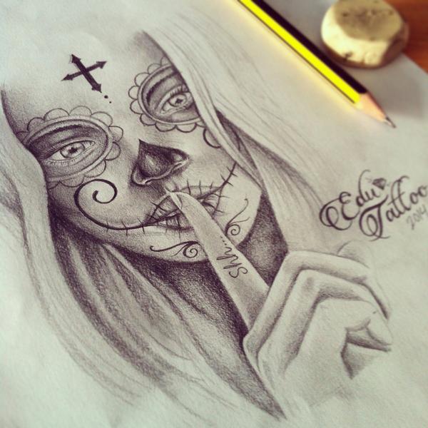 600x600 Hot Girl Shh Catrina Face Tattoo