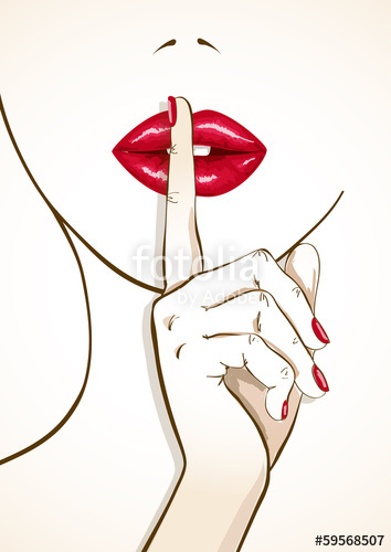 354x500 Illustration Of Woman Lips With Finger In Shh Sign Stock Image