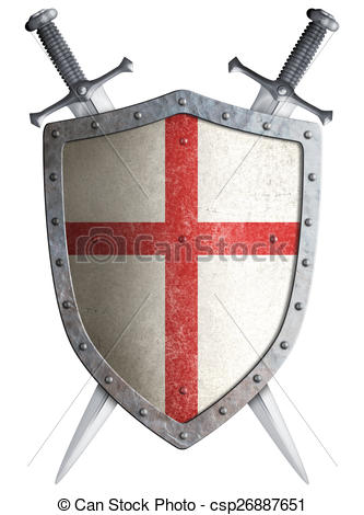 333x470 Old Medieval Crusader Shield And Two Crossed Swords Stock