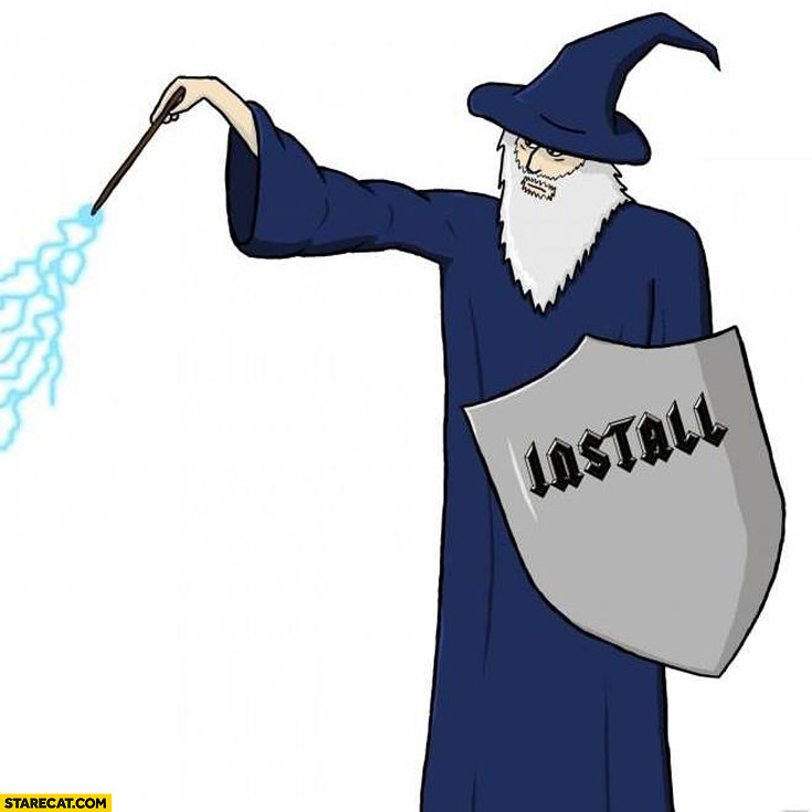 735x735 Wizard With Install Shield Drawing