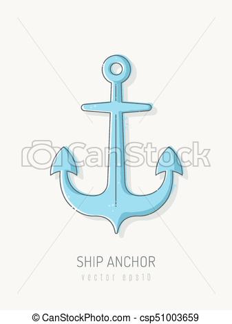 337x470 Ship Anchor Vector Illustration In Scribble Line Art Style