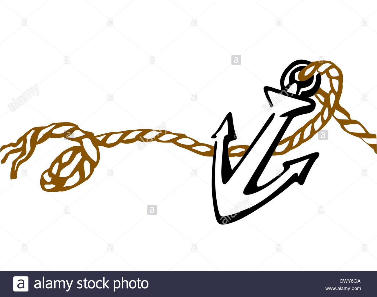 1300x1023 Ship Anchor Drawing On White Background, Vector Illustration Stock