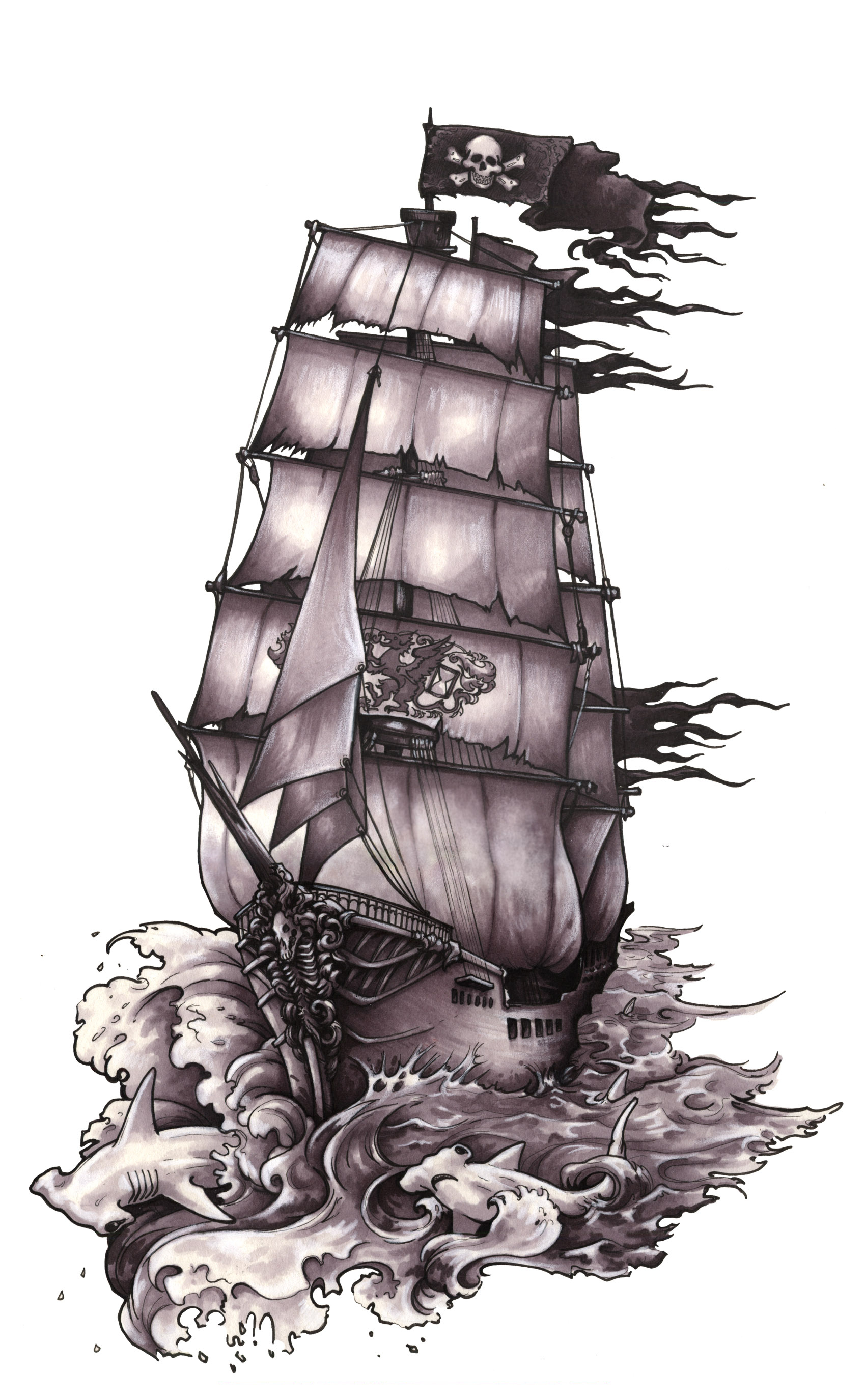 1699x2750 Old Pirate Ship Drawing Pirate Ship Tattoos