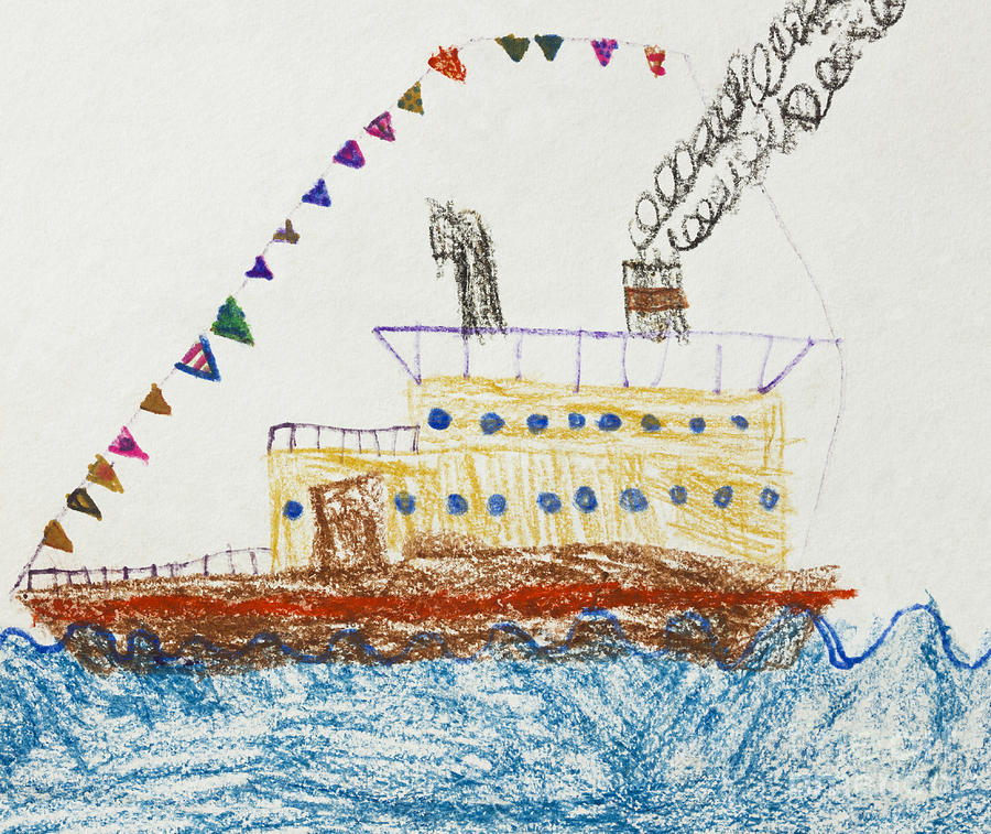 900x757 Kid's Drawing Of A Passenger Ship In The Sea Drawing By Kiril Stanchev