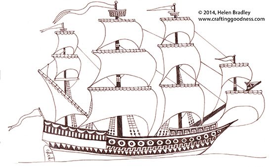 550x338 Spanish Galleon Sailing Ship Drawing How To Draw Kids Art
