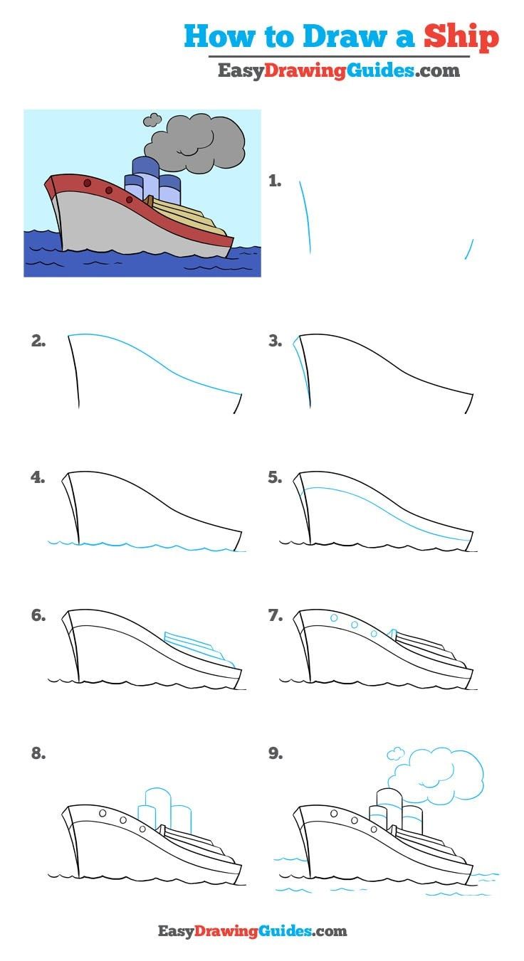 736x1351 How To Draw A Ship Really Easy Drawing Tutorial Easy Drawing