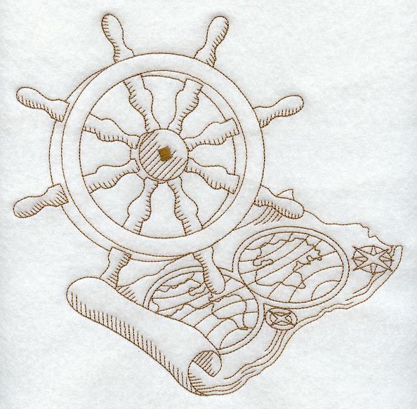 594x583 Ship Wheel And Map Design (C8676) From Cross