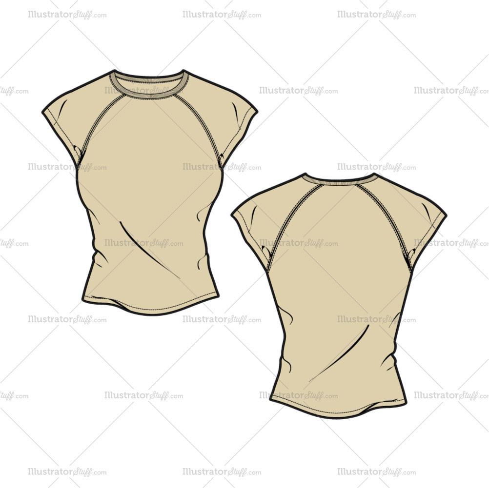 1002x1001 Women's Cap Sleeve Tee Fashion Flat Template Illustrator Stuff