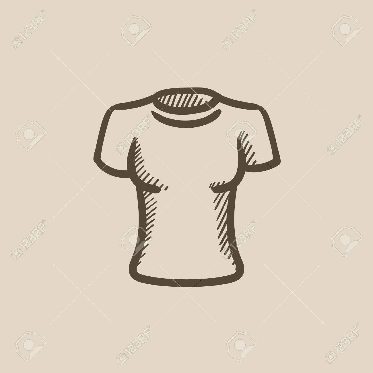 1300x1300 Female T Shirt Vector Sketch Icon Isolated On Background. Hand