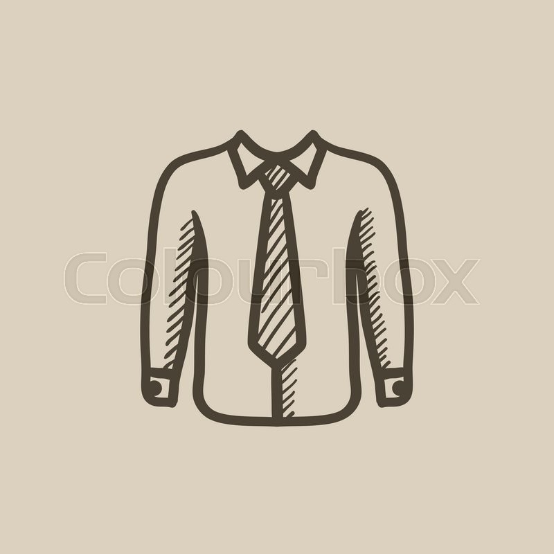 800x800 Shirt With Tie Vector Sketch Icon Isolated On Background. Hand