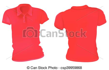 450x289 Women Red Polo Shirts Template. Vector Illustration Of Blank