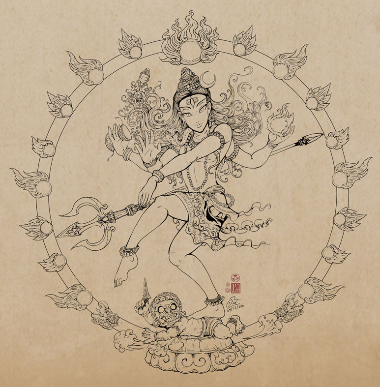 773x787 Shiva Dance Drawing By In Sine Body Art Dancing