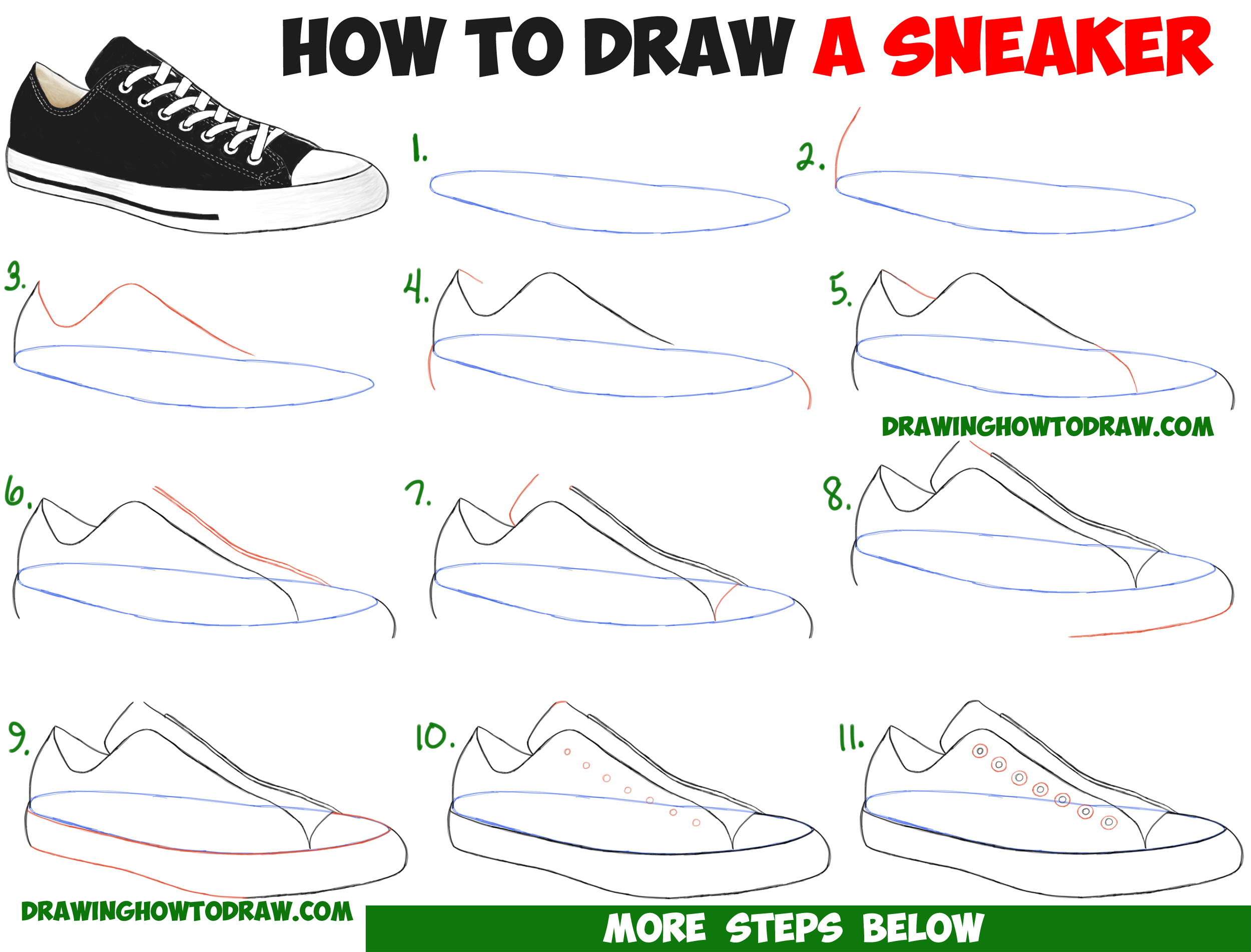 2500x1903 How To Draw Sneakers Shoes With Easy Step By Step Drawing