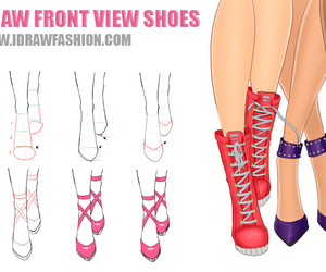 300x250 I Draw Fashion How To Draw Front View Shoes Step By Step