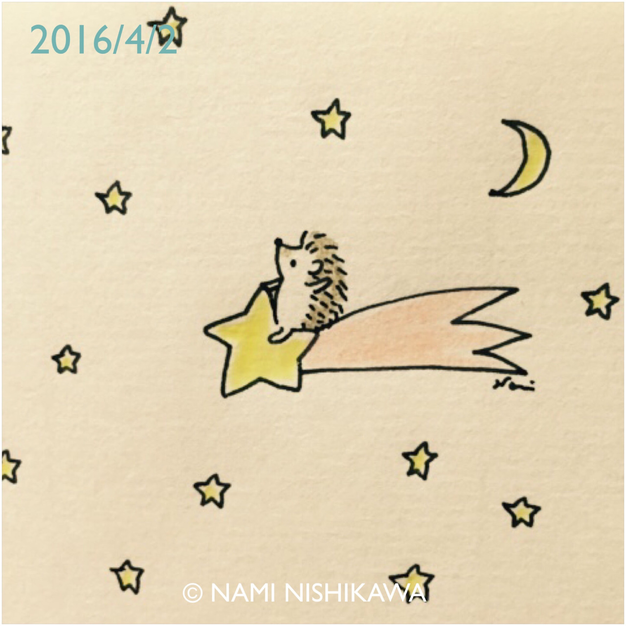 1280x1280 Namiharinezumi 810 A Shooting Star Illustration Amp Design