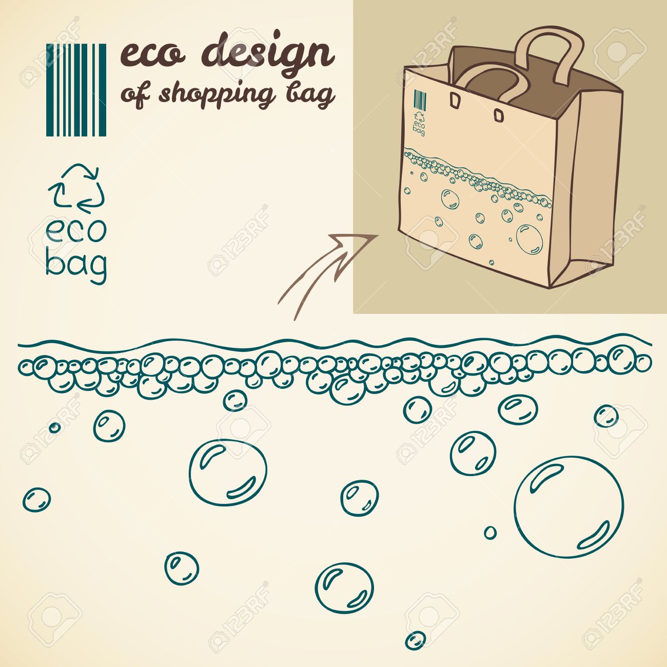 1300x1300 Line Drawing Of Water Bubbles For Printing On The Shopping Bag