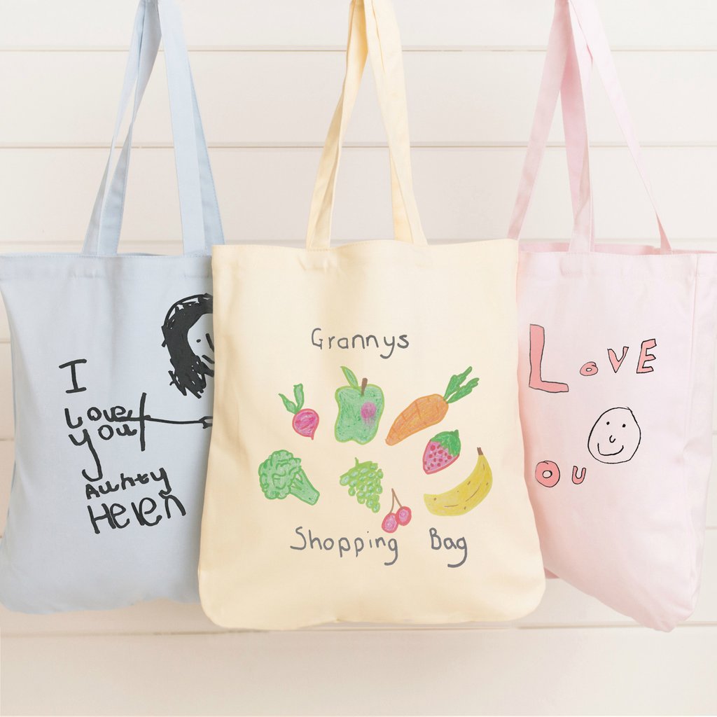 1024x1024 Personalised Cotton Tote Bag With Child's Drawing. Lukedrewthis