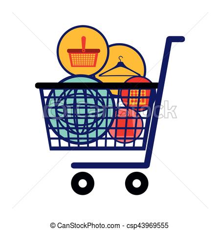 450x470 Silhouette Color With Full Shopping Cart Vector Illustration