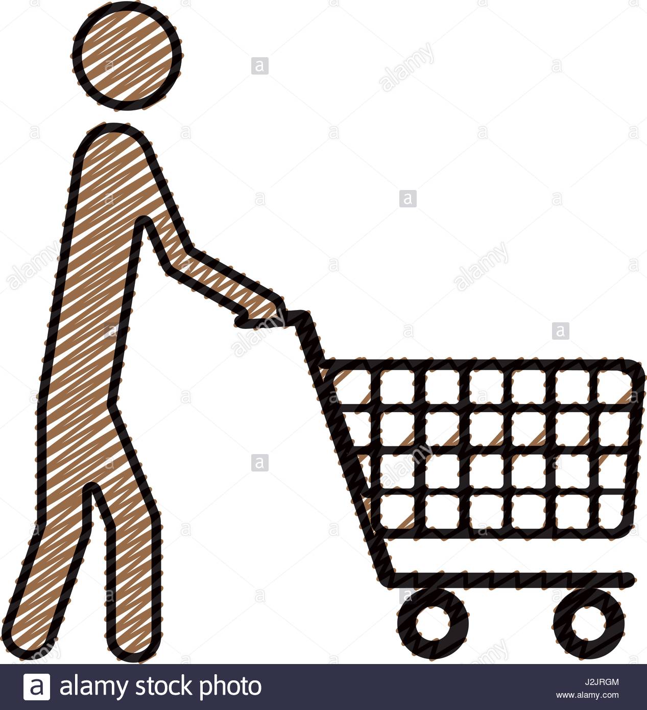 1267x1390 Color Pencil Drawing Silhouette Of Pictogram Man With Shopping