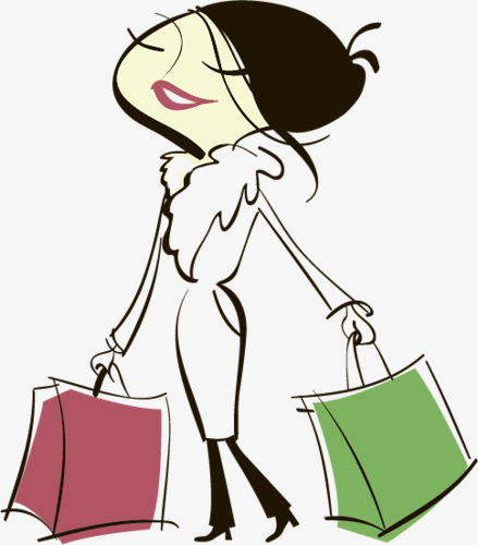 439x500 Cartoon Drawing Shopping Lady, Lady, Shopping, Cartoon Png Image