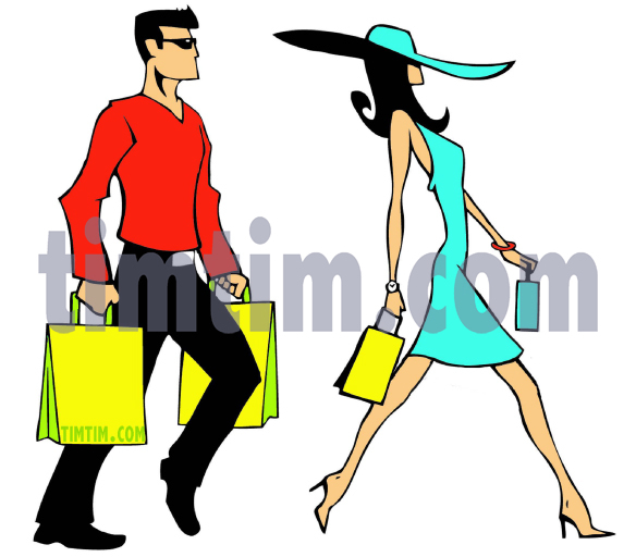584x512 Free Drawing Of Couple Shopping From The Category Beauty Amp Fashion