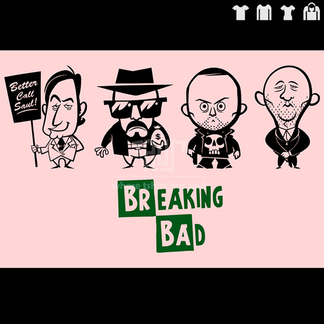 640x640 Breaking Bad Pinkman Saul Mike Drawing Cartoon Men T Shirt Short