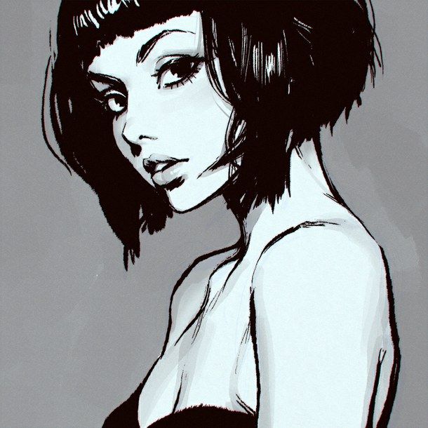 610x610 Short Hair Girl Drawing Tumblr Short Bob Hair. Poetry Amp Art