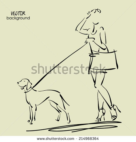 450x470 Art Sketch Walking Beautiful Young Women In Short Skirt, Tank Top