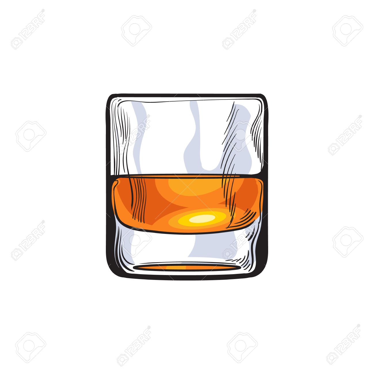 1300x1300 Scotch Whiskey, Rum, Brandy Shot Glass, Sketch Style Vector