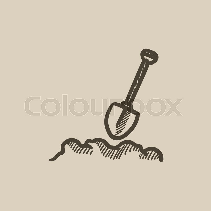 800x800 Mining Shovel Vector Sketch Icon Isolated On Background. Hand
