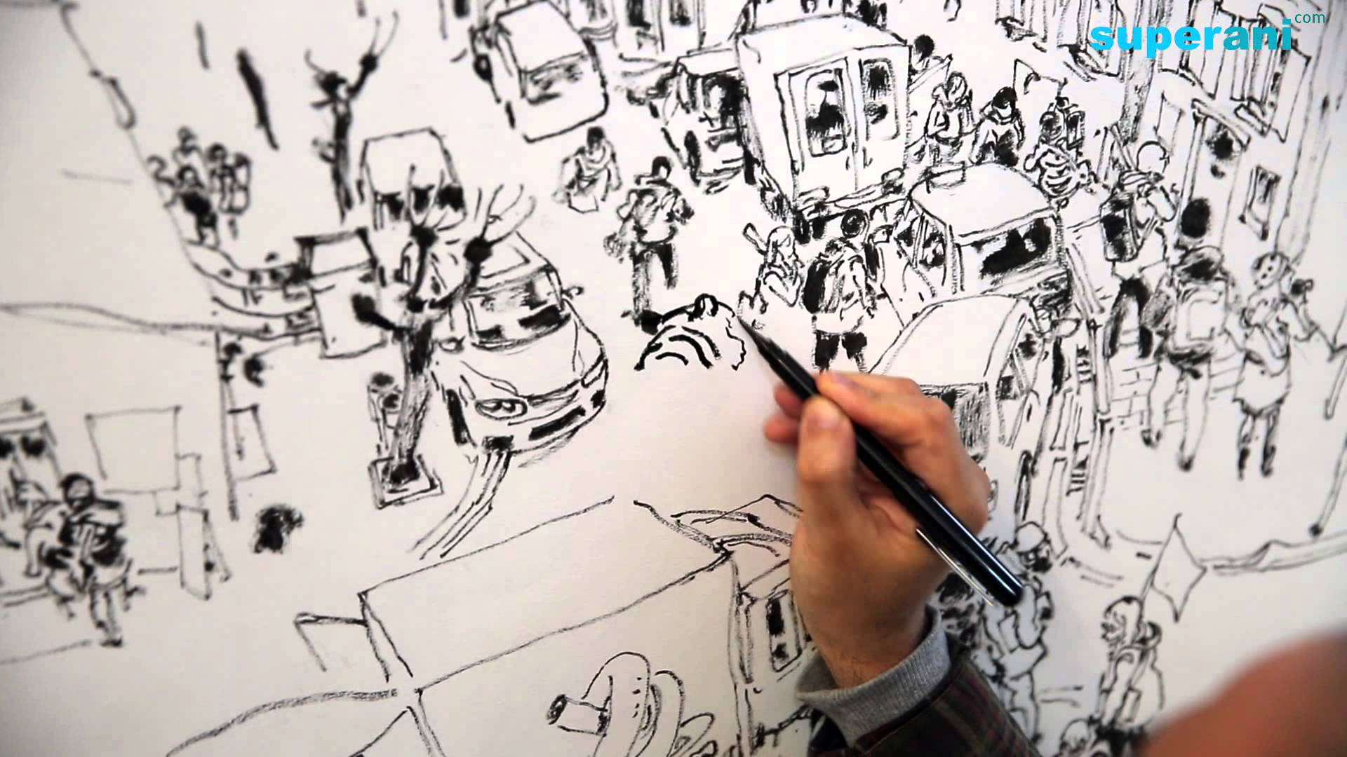 1920x1080 Kim Jung Gi Drawing Show In France