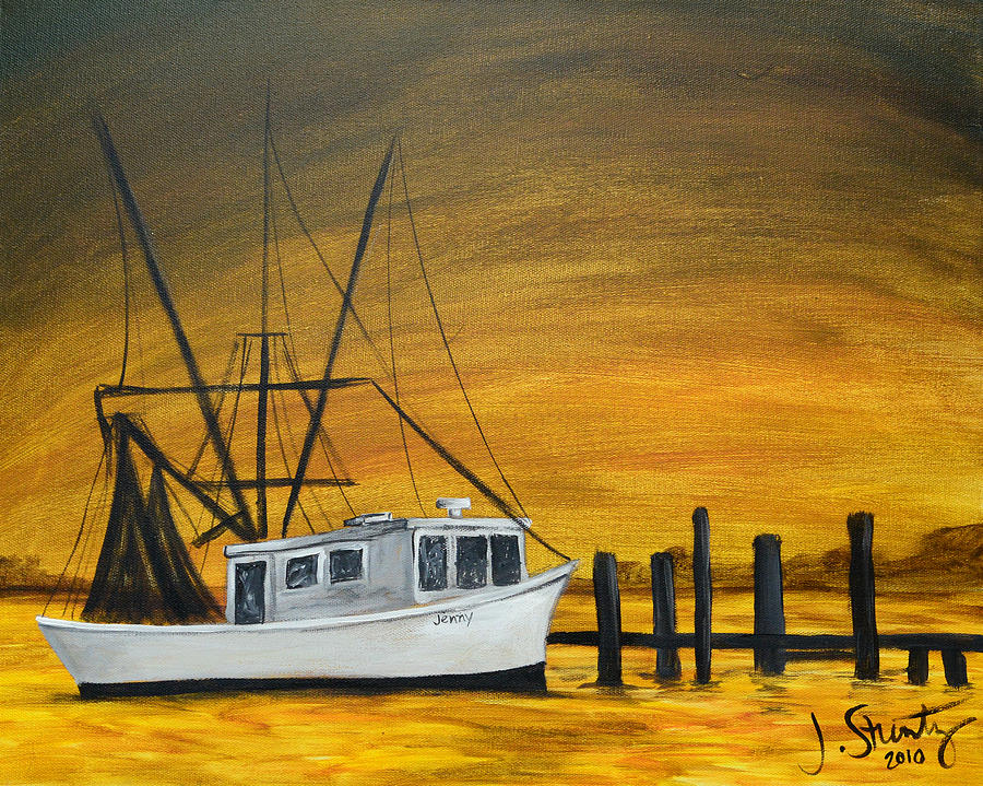 900x719 Shrimp Boat Painting By Jessica Stuntz